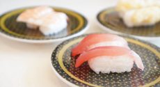 This is a tuna sushi from a conveyor belt sushi bar.